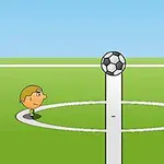 Dos personajes caricaturescos en un campo de fútbol, con un balón en el centro