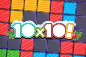 Colores vibrantes en bloques cuadrados y el texto 10x10!