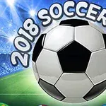 Balón de fútbol en el centro de un estadio iluminado con el texto 2018 Soccer Cup alrededor
