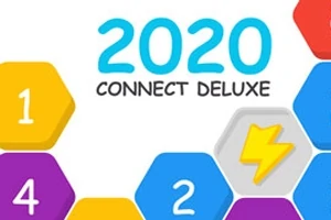 Texto 2020 Connect Deluxe con figuras hexagonales de colores y números