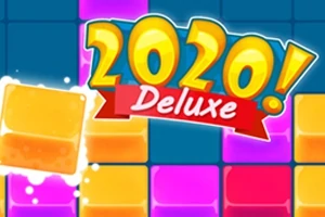 Bloques de colores vibrantes con el texto 2020 Deluxe en el centro sobre un fondo azul