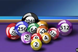 Bolas de billar numeradas de diferentes colores apiladas sobre una mesa de billar púrpura