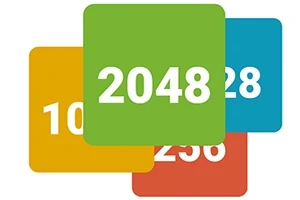 Cuatro cuadros de colores superpuestos con los números 2048, 1024, 512 y 256