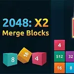 Cubos de números coloridos se combinan para alcanzar el bloque 2048 con texto a la izquierda