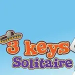 Sombrero mexicano sobre el texto 3 keys Solitaire junto a cartas de póker con símbolos de espadas