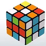 Cubo tridimensional con caras de colores mezclados en un fondo blanco