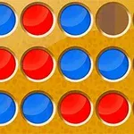 Fichas azules y rojas colocadas en una rejilla amarilla con espacio para más fichas