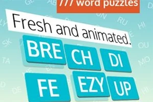 Texto en inglés con piezas de rompecabezas de palabras en cuadros azules sobre un fondo degradado