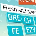 Texto en inglés con piezas de rompecabezas de palabras en cuadros azules sobre un fondo degradado