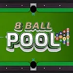 Mesa de billar verde con la palabra POOL en el centro y bolas de billar numeradas a la derecha
