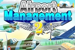 Aviones de distintos diseños y colores volando sobre un aeropuerto con un cielo azul y nubes al fondo
