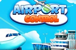 Un avión en el aire cerca de una torre de control de aeropuerto con un fondo azul cielo y nubes
