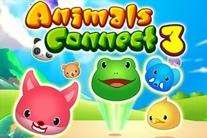 Animales caricaturescos con expresiones sonrientes, incluyendo un panda, rana, zorro, elefante y pato sobre un fondo colorido