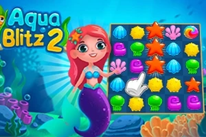 Sirena con cabello rojo en un fondo submarino al lado de un tablero con conchas y estrellas de mar de colores