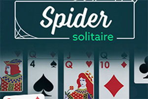 Cartas de juego con símbolos de corazones, picas, diamantes y tréboles, junto al título Spider Solitaire