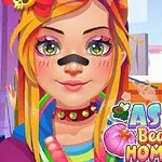 Dos personajes femeninos con estilo de dibujo colorido; una con cabello multicolor y accesorios llamativos, y otra con bata blanca, con texto decorativo al frente