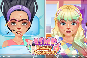 Dos personajes femeninos, uno con tratamiento facial y otro maquillado, en un diseño colorido y estilizado