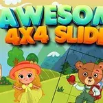 Una niña con sombrero amarillo y un oso con mochila en un paisaje montañoso y colorido