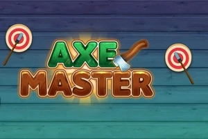 Título Axe Master sobre un fondo de madera con dos dianas a los lados
