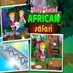 Niños montando un elefante con collages de escenas de safari africano y un avión