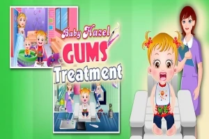 Una niña pequeña sentada en una silla de dentista con una dentista a su lado y gráficos de tratamiento dental en el fondo