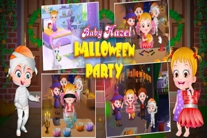 Niños disfrazados celebran una fiesta de Halloween con decoraciones coloridas y actividades festivas