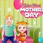 Una familia celebra el Día de las Madres con globos de colores en una sala de estar