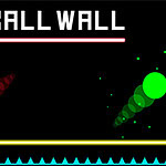 Dos esferas, una roja y otra verde, se muestran en un fondo oscuro con texto que dice Ball Wall