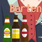 Ilustración de un camarero con tres botellas de cerveza y un cóctel en una copa de martini