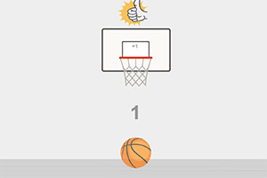 Balón de baloncesto en el piso frente a un aro con una animación de pulgar arriba