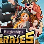 Tres personajes piratas frente a un barco de velas negras en el mar con un diseño caricaturesco