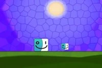 Dos cuadrados entran en la pantalla y se mueven uno hacia el otro