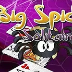 Una araña grande con cartas sobre un fondo de telarañas púrpuras