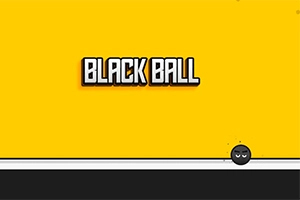Fondo amarillo con texto BLACK BALL y una bola negra con ojos en la parte inferior derecha