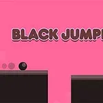 Fondo rosa con texto Black Jumper y una esfera negra sobre una plataforma