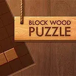 Tablero de rompecabezas de bloques de madera con un letrero que dice BLOCK WOOD PUZZLE
