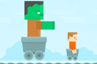 En el mundo de bloques, un minero debe escapar del gigante zombi