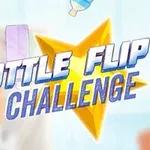 Texto en letras grandes Bottle Flip Challenge sobre un fondo con una estrella amarilla y elementos difusos