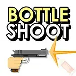 Una pistola dispara a una botella, con el texto Bottle Shoot en letras grandes al fondo