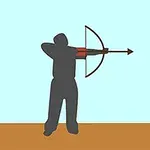 Silueta de una persona lanzando una flecha con un arco sobre un fondo azul