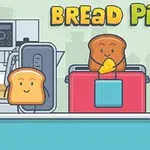 Rebanadas de pan animadas con caras felices junto a electrodomésticos de cocina y un tostador rojo