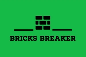 Fondo verde con un icono de ladrillos negros encima del texto Bricks Breaker