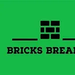 Fondo verde con un icono de ladrillos negros encima del texto Bricks Breaker