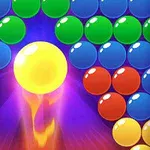 Bolas de colores alineadas y una bola amarilla brillante en el centro con un resplandor púrpura