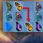 Una cuadrícula con alas de mariposa de diferentes colores y un dedo señalando hacia la esquina inferior derecha