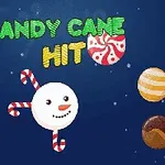 Fondo azul oscuro con dulces navideños, caramelo en espiral rojo y blanco, y un muñeco de nieve sonriente en el centro