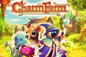 Personajes mágicos y criaturas coloridas en un entorno de fantasía con vegetación y edificios de fondo