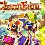 Personajes mágicos y criaturas coloridas en un entorno de fantasía con vegetación y edificios de fondo