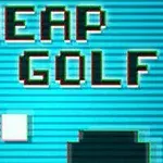 Fondo azul con texto pixelado CHEAP GOLF y un cursor de mano pixelada apuntando a la izquierda