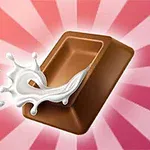 Barra de chocolate derritiéndose con leche salpicando sobre un fondo de rayos rosados